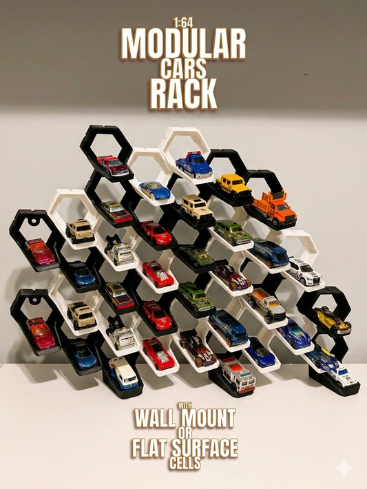 1:64 Modular Cars Rack 18 pieces , 9 white and 9 black